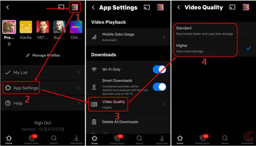 change Netflix download quality on mobile
