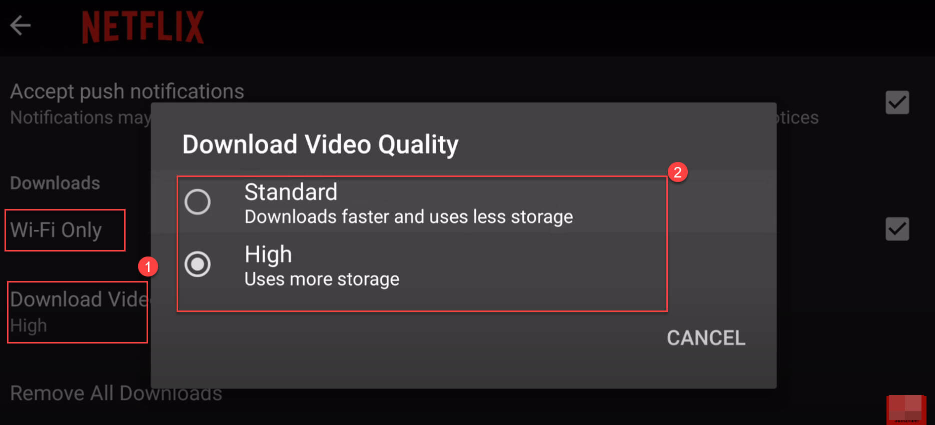change the Netflix video output quality