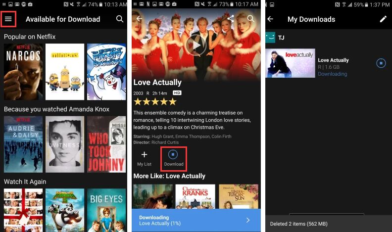 download netflix videos on Android